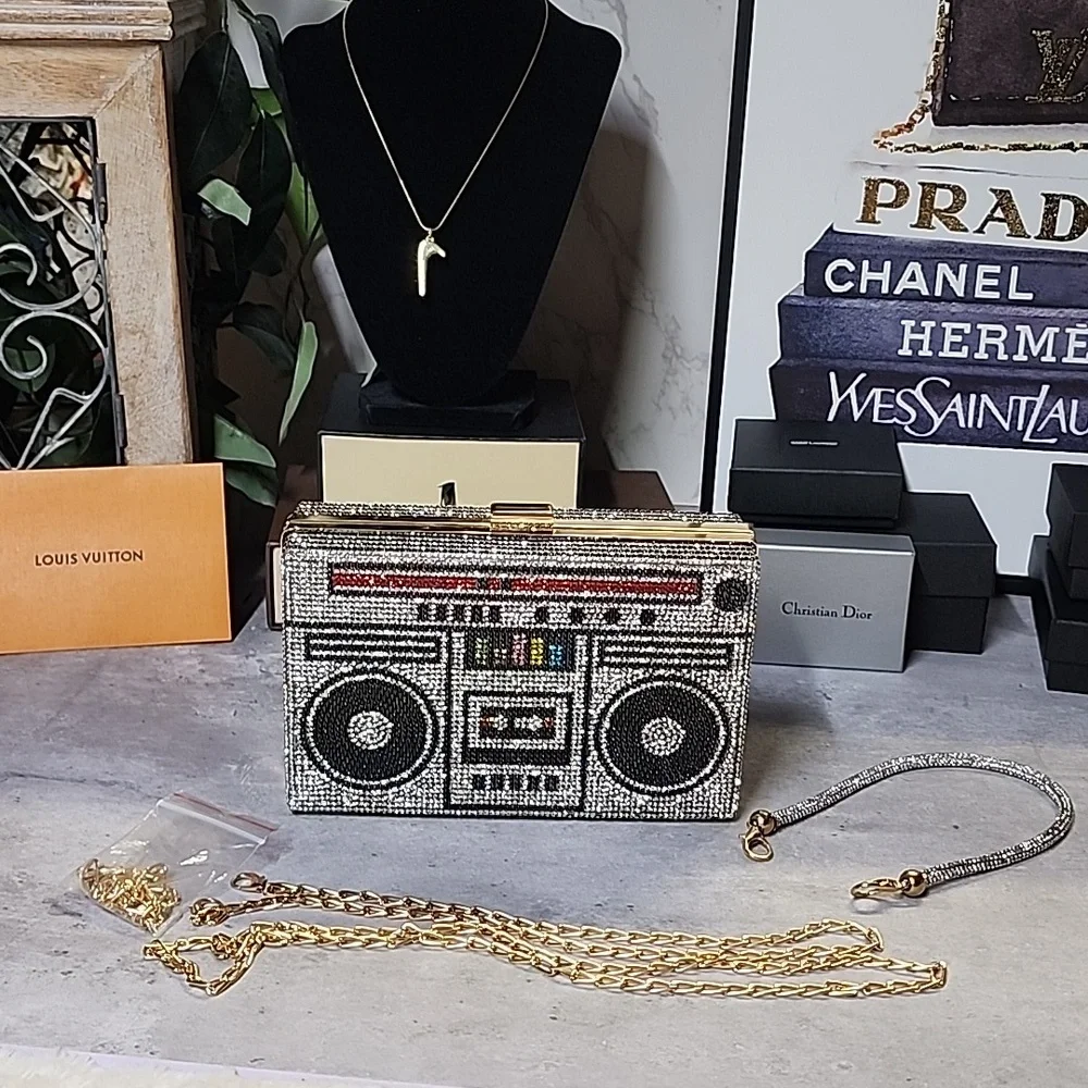 Rhinestone Boom box crossbody/ clutch bag - Picture 1 of 14